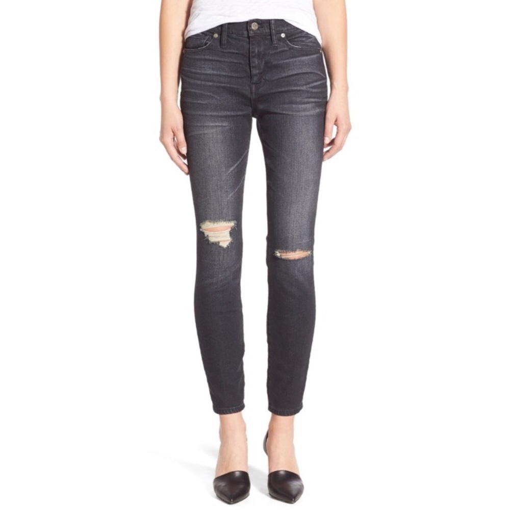 Madewell High Riser Skinny High Waisted Distressed Black and Gray Skinny Jeans
